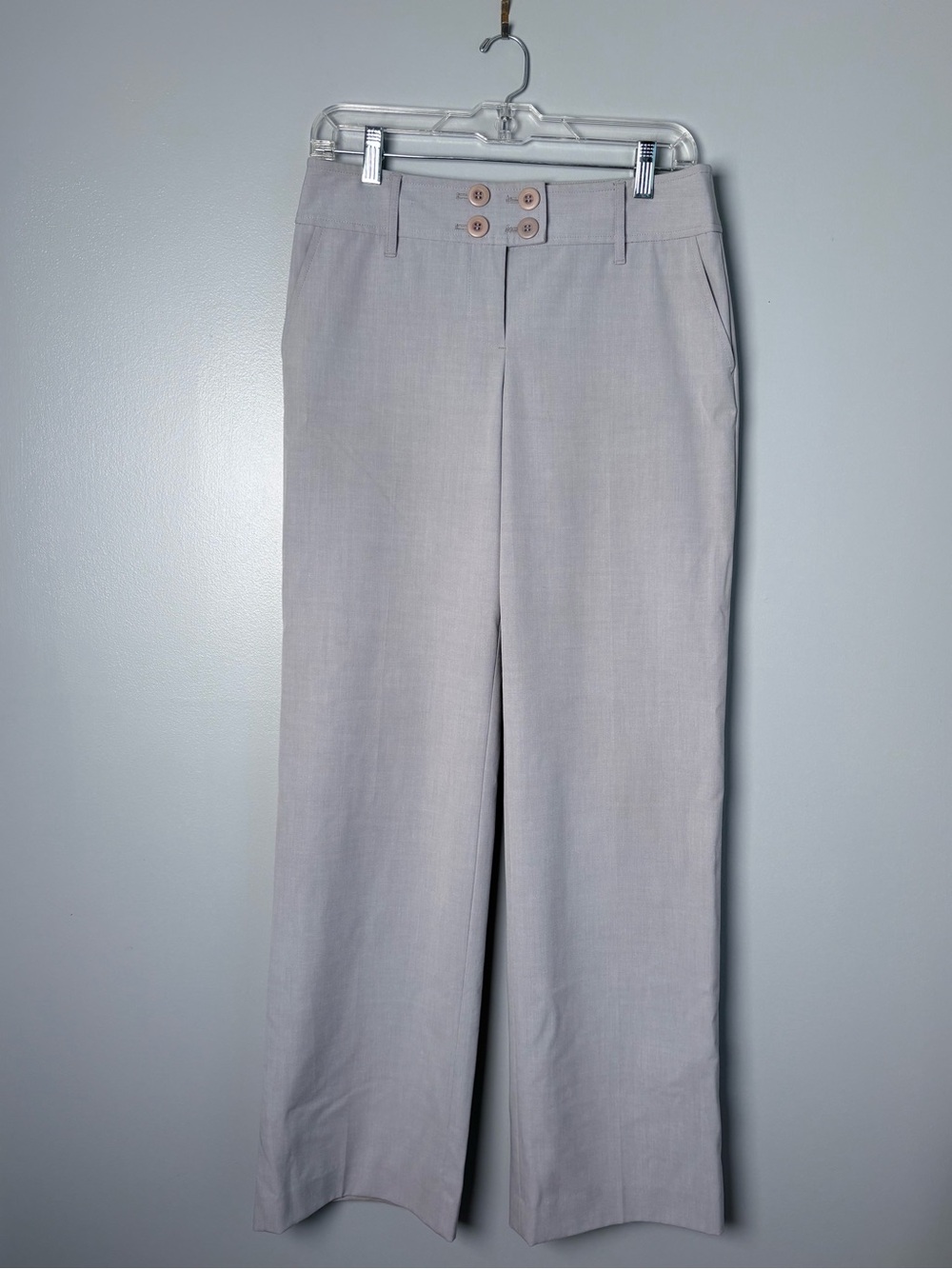 Ann Taylor LOFT Double Button Wide Waistband Trouser Pants Grey 4 Y2K Office - Picture 1 of 5